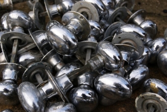 Chromed brass door handles