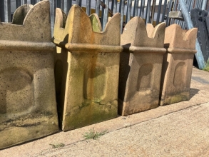 Buff castellated chimney pots
