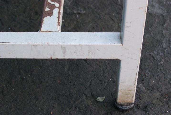 Teak top steel framed tables