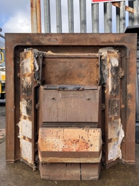 Art Nouveau cast iron tiled insert