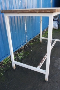 Teak top steel framed tables
