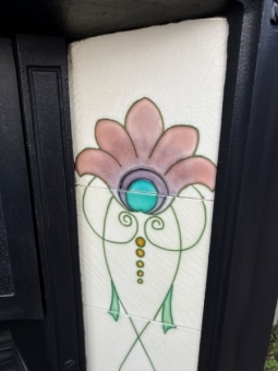 Art Nouveau cast iron tiled insert