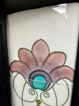 Art Nouveau cast iron tiled insert