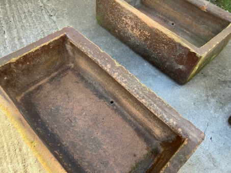 Four salt glazed troughs