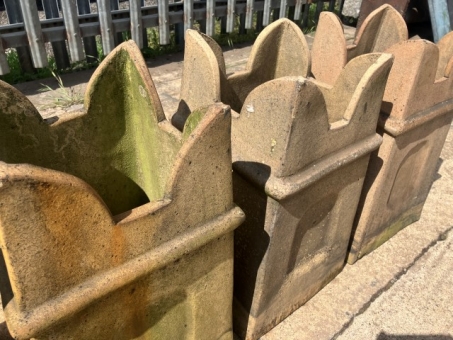Buff castellated chimney pots