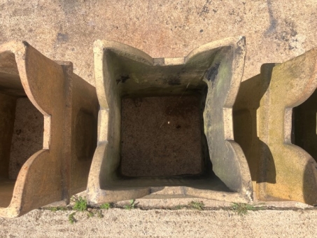 Buff castellated chimney pots